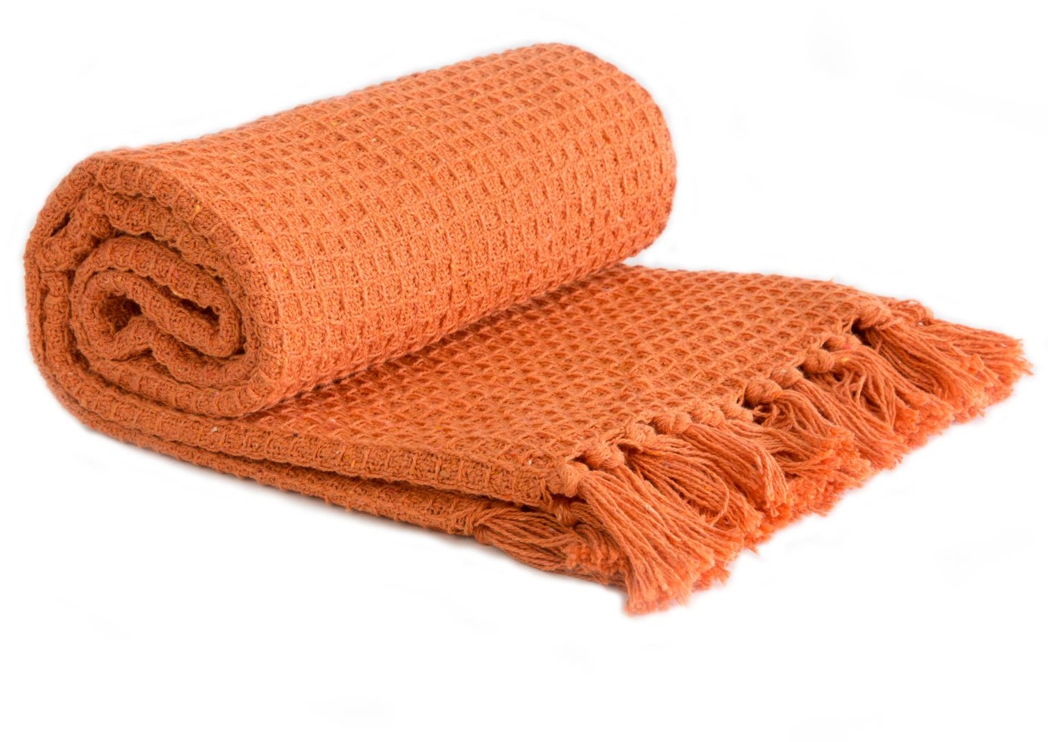 Fringed Waffle Weave Bed Throw